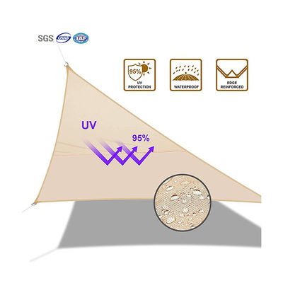 Polyester Fabric Triangle Sun Shade Sail PU Coated Rust Proof 160gsm